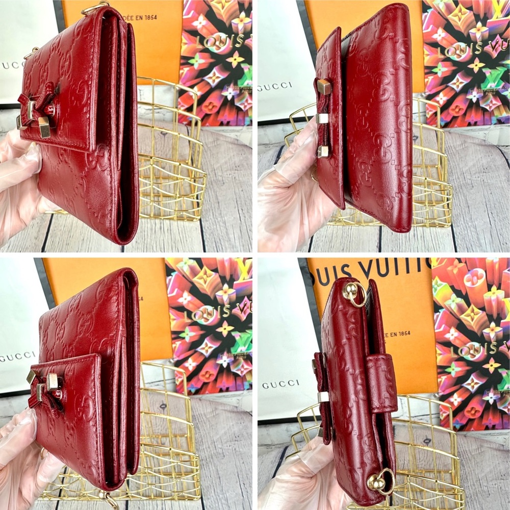 Gucci red leather mini Guccissima wallet crossbody - Picture 13 of 15